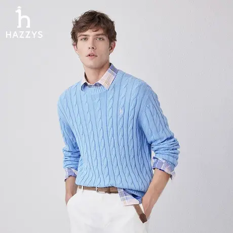 【商场同款】Hazzys哈吉斯2024春季新款男士针织衫纯棉长袖毛衣潮图片