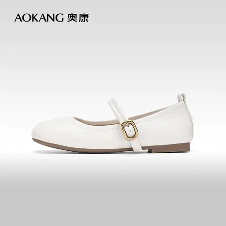 【门店发货】奥康女鞋 新款百搭纯色玛丽珍鞋一字扣带商品大图