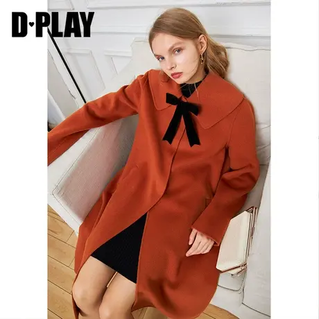 DPLAY德帕拉秋装冬款复古减龄娃娃领外套欧美风毛呢大衣商品大图