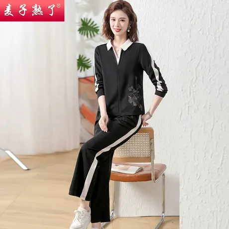 妈妈春秋装套装休闲两件套洋气运动服上衣新款冬阔太中老年人女装图片