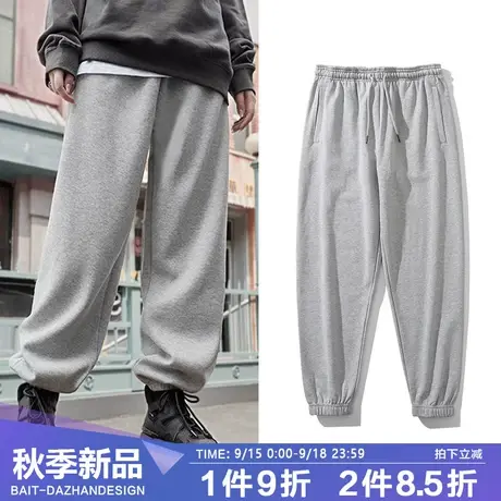 灰色宽松运动长裤简约百搭情侣休闲裤卫裤男2023春秋纯棉纯色裤子商品大图