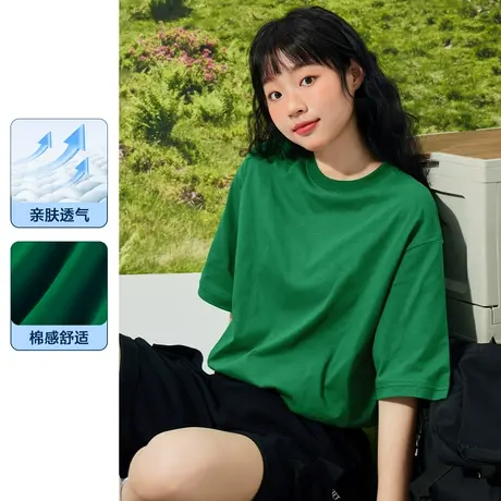 真维斯Z+女装 夏季纯色圆领短袖T恤休闲宽松纯棉简约百搭上衣X图片