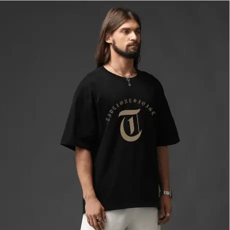 Ohlyah美式重磅纯棉简约中性款短袖印花国潮牌圆领休闲T恤情侣装图片