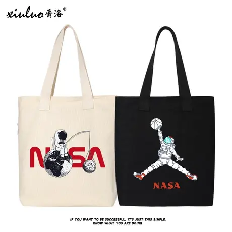 nasa宇航员托特包手拎书包单肩包手提帆布包布袋子兜子小众大容量商品大图