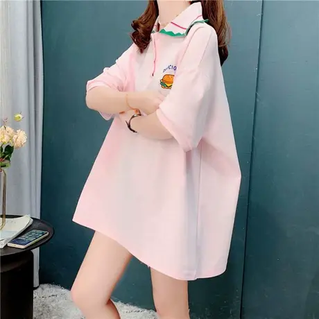 白色polo衫短袖t恤女士春夏2023年新款宽松学生洋气减龄ins潮上衣商品大图