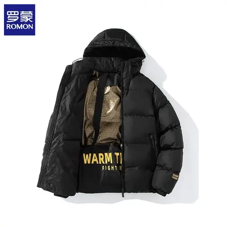 Romon/罗蒙秋冬季男女同款保暖棉衣连帽百搭羽绒棉服上衣图片