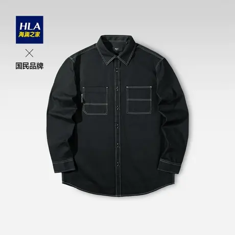 HLA/海澜之家SPRINTINGSMILE休闲衬衫23秋冬新少年感工装衬衣男图片