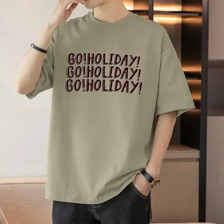 250g重磅纯棉短袖t恤男圆领上衣服美式潮流全棉半袖夏季宽松体恤商品大图