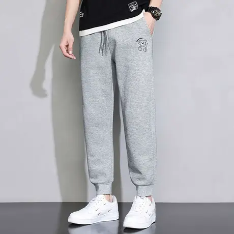 长裤子男2023新款夏季休闲运动裤潮流小熊印花九分裤小脚束脚卫裤商品大图