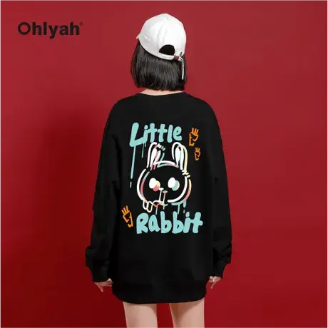 Ohlyah潮牌little Rabbit圆领卫衣女本命年秋冬纯棉情侣长袖ins商品大图