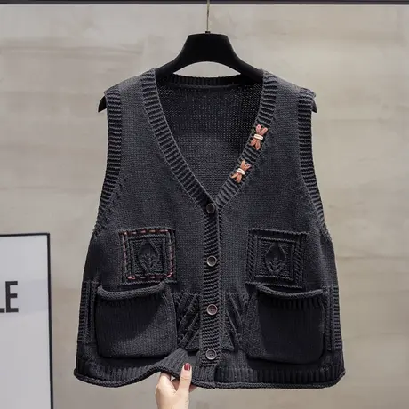 v领针织开衫马甲背心女2023秋装新款宽松外穿马夹外搭毛衣坎肩潮商品大图