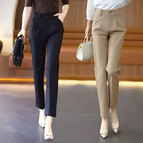 窄版直筒裤女2023年新款高端西装裤夏季薄款韩版气质垂顺休闲裤子商品大图