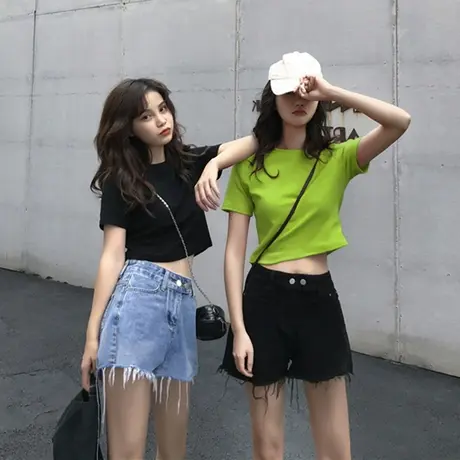 2023年新款夏季T恤女短袖宽松小众设计感美式辣妹情侣hiphop上衣商品大图