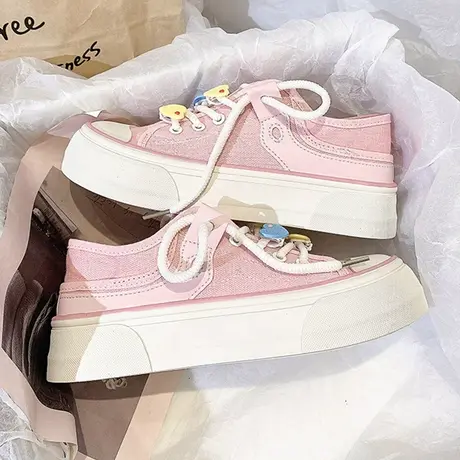 小白鞋女国潮小众原创日系芒果头半拖帆布鞋女秋季透气丑萌大头鞋图片