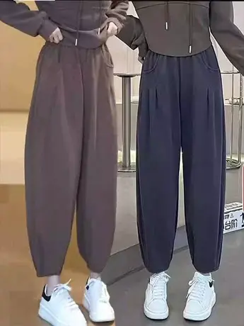 运动裤女春秋款小个子宽松束脚黑色休闲卫裤新款爆款2023女哈伦裤商品大图