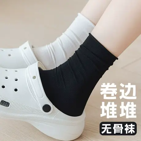 春秋长筒袜子女堆堆ins潮棉袜中筒黑色配小皮鞋球鞋少女学生女土商品大图
