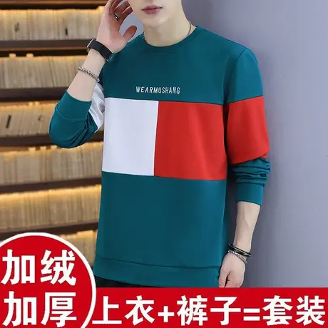 男士保暖内衣套装冬季加绒加厚秋衣秋裤可外穿卫衣学生帅气打底衫商品大图