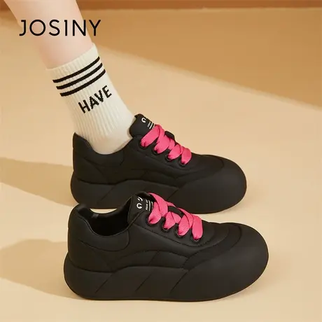 Josiny/卓诗尼丑萌娃娃女鞋2024春季新款厚底小黑鞋百搭面包鞋潮商品大图