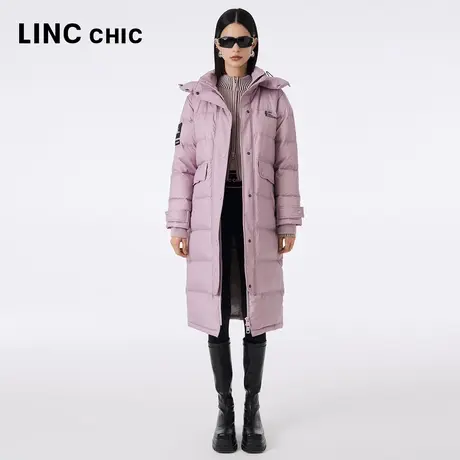 LINCCHIC金羽杰2023秋冬新品潮酷连帽动感长款加厚面包服羽绒服女商品大图