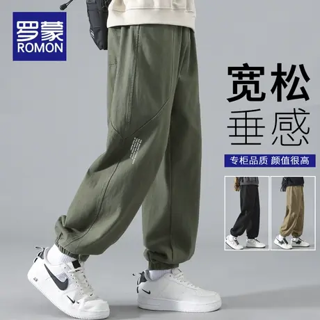罗蒙束脚休闲裤男款2023秋冬新款美式运动百搭大码潮流工装裤子男商品大图