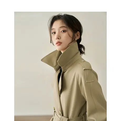 【商场同款】茵曼中长款风衣2023秋季女装新款休闲长袖大衣外套图片