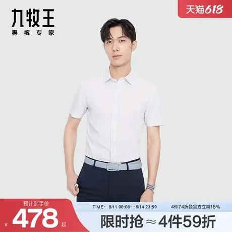 【凉感冰爽】九牧王男装25夏季短袖正装衬衫条纹商务衬衣上衣图片