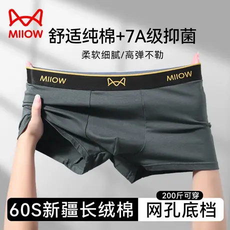 MiiOW/猫人男士内裤纯棉男生2024新款四角裤秋冬大码平角短裤头男商品大图