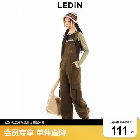 乐町工装牛仔背带裤秋冬女生宽松长裤C2HAD4151图片
