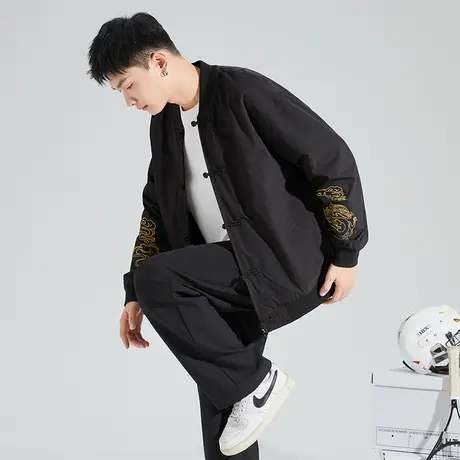 唐狮春秋季新款新中式国风盘扣唐装外套男长袖春小众痞帅夹克潮酷图片