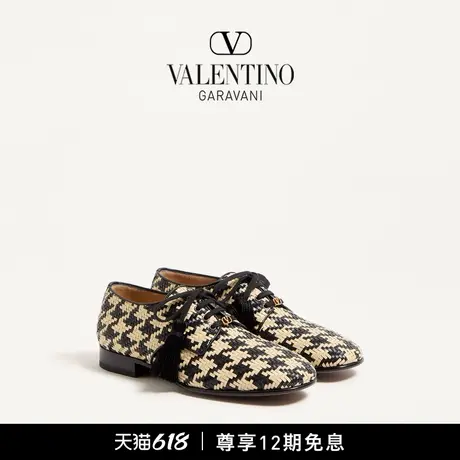 [早秋新品]华伦天奴VALENTINO男士 MJ BLUES千鸟格编织皮革德比鞋商品大图
