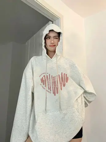 学院风秋装带帽灰色卫衣女韩系chic大码宽松遮肚显瘦长袖上衣ins商品大图