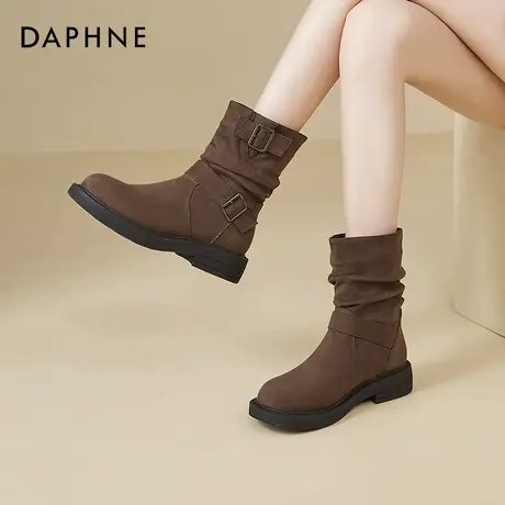 达芙妮美拉德马丁靴女2024新款秋冬单靴厚底堆堆短靴平底瘦瘦靴子商品大图