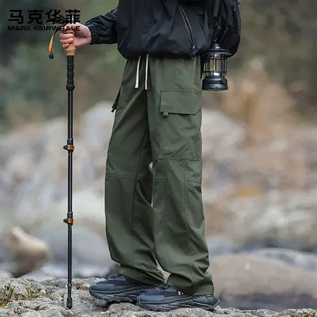 马克华菲伞兵长裤子男2025新款秋季薄款潮流宽松直筒休闲裤男款X商品大图