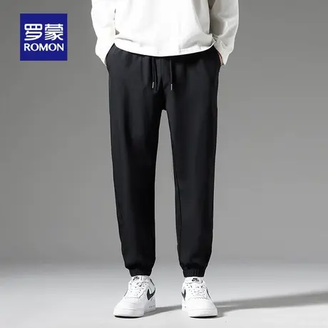 罗蒙男士时尚简约束脚裤2025秋季新款日常宽松休闲裤松紧腰长裤男商品大图
