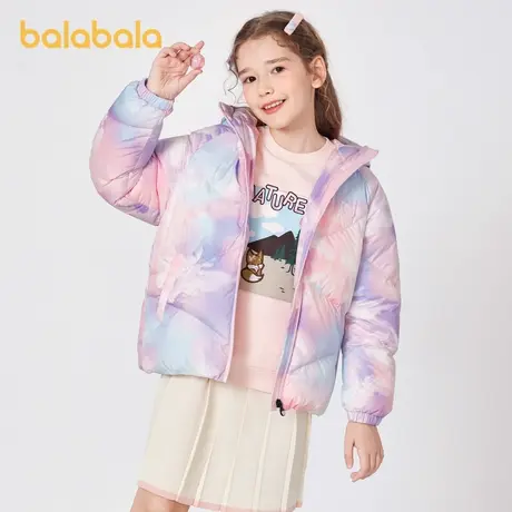 巴拉巴拉女童羽绒服冬季轻便简约连帽童装中大童保暖外套胶章潮酷商品大图