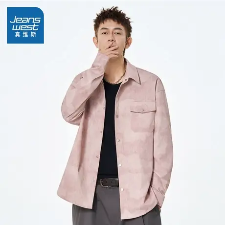 LE真维斯男女同款2025秋季新款宽松小众设计感潮牌情侣长袖衬衫商品大图