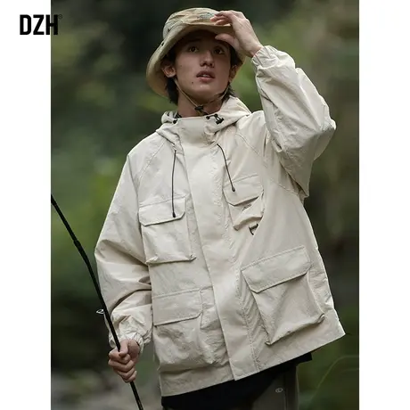 男士防风冲锋衣男款秋季男装2023新款休闲连帽外套潮高级感登山服商品大图