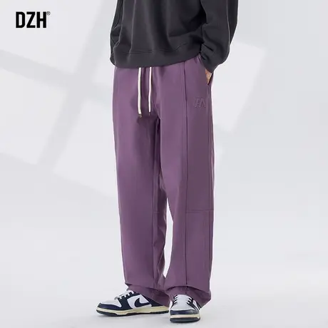 男士紫色纯棉裤子男秋季潮牌宽松休闲裤百搭直筒裤垂感高级感长裤商品大图