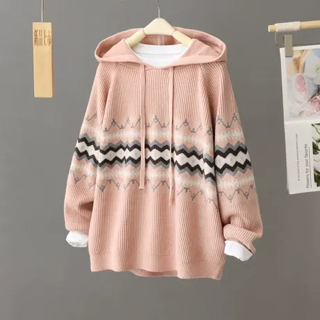 2023新款学院风连帽毛衣女宽松慵懒风外穿内搭加厚针织衫上衣春秋图片