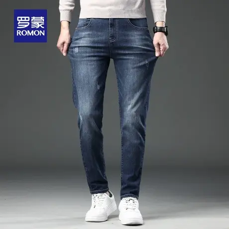 【官方正品】罗蒙韩版牛仔裤男士春季新款修身小脚裤青年休闲长裤图片