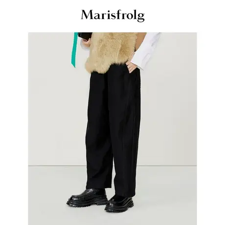 【商场同款】玛丝菲尔冬季新款黑色高腰显瘦时尚百搭休闲裤商品大图