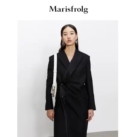 玛丝菲尔冬季纯羊毛黑色西装外套女ACBW40448商品大图