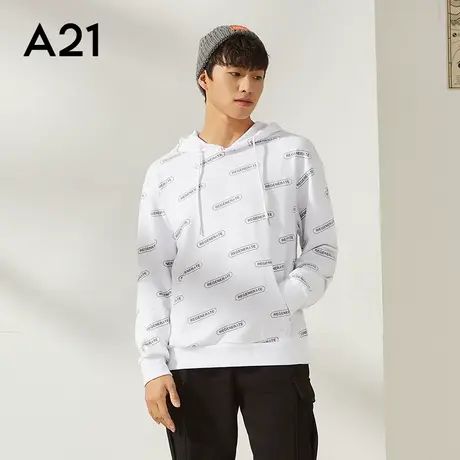 A21男装秋季宽松落肩连帽卫衣男款潮牌情侣装男士印花长袖上衣商品大图