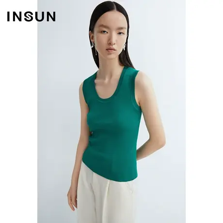 恩裳春季装挺括透气无袖棉质毛针织衫商品大图