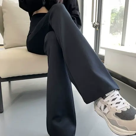 黑色外穿微喇叭鲨鱼裤女春秋新款收腹提臀高腰显瘦弹力打底芭比裤商品大图