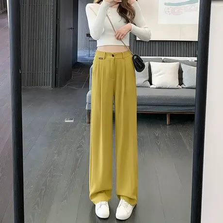 西装阔腿裤女2024年春季新款高腰垂感直筒宽松显瘦百搭休闲拖地裤商品大图
