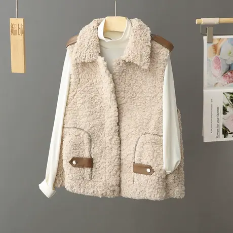 羊羔毛2023新款网红马甲外套女皮毛绒一体外穿无袖背心马夹秋冬季图片