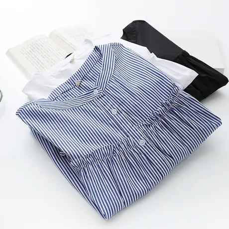 2021秋季木耳花边衬衫女宽松显瘦娃娃衫减龄圆领上衣小衫打底衬衣商品大图