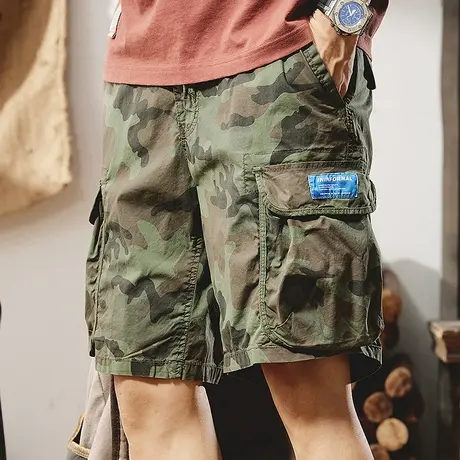 男士中腰五分裤休闲夏季宽松迷彩外穿短裤时尚百搭工装短裤迷彩图片