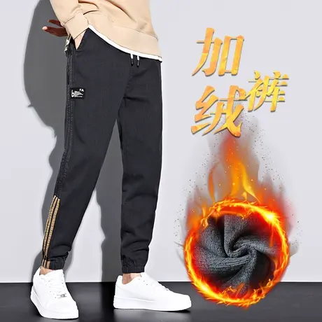 加绒加厚工装休闲长裤男士束脚宽松冬季痞帅潮牌冬天男裤子秋冬款商品大图